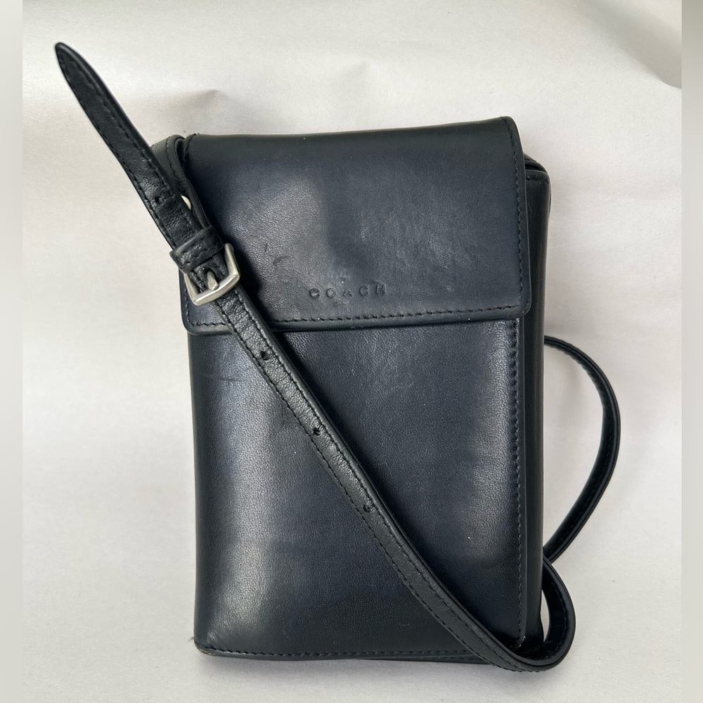 COACH Wallet Crossbody Vintage Swing Leather , Black